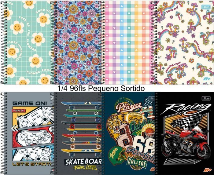 Caderno CD 96 FLS Espiral Peq 1/4 D+ Tilibra Estampado