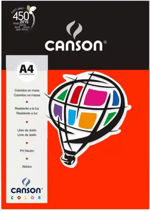 Papel A4 180GR. Canson Vermelho 61511