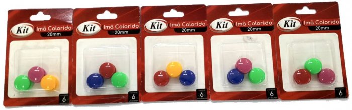 Ima Redondo Kit 2CM - Cartela/06 Unid - 3 Cores