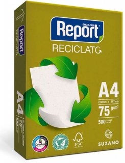 Papel A4 75Gr **reciclado/reciclato** Report Suzano Pct/500