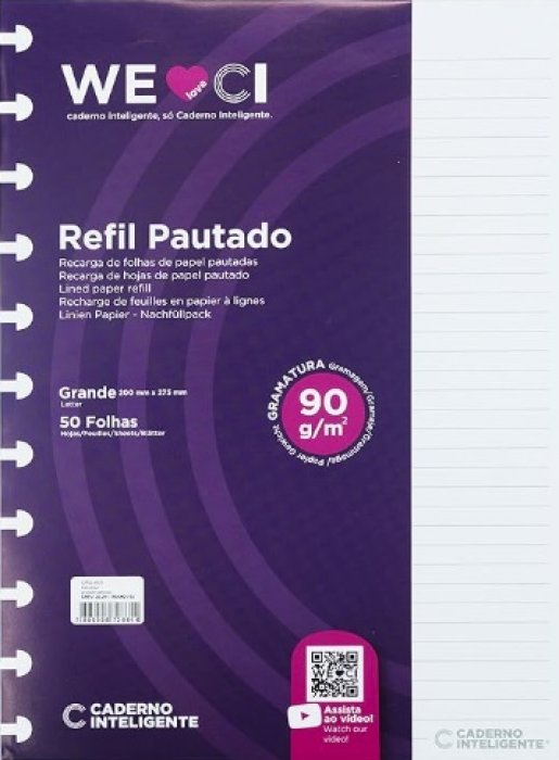 Monobloco Refil Caderno Inteligente Grande Pautado 50FLS 90G