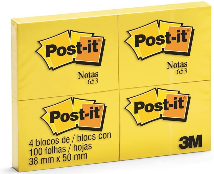 Post-It **3M** Amarelo 38X50 100Fls  Pct/4