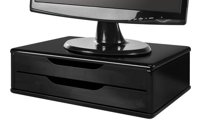 Suporte Monitor 3346 MDF 2 Gavetas  Preto  Souza
