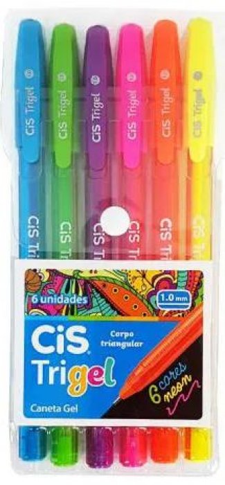 Caneta CIS Trigel 1.0 Estojo C/6 Cores Neon