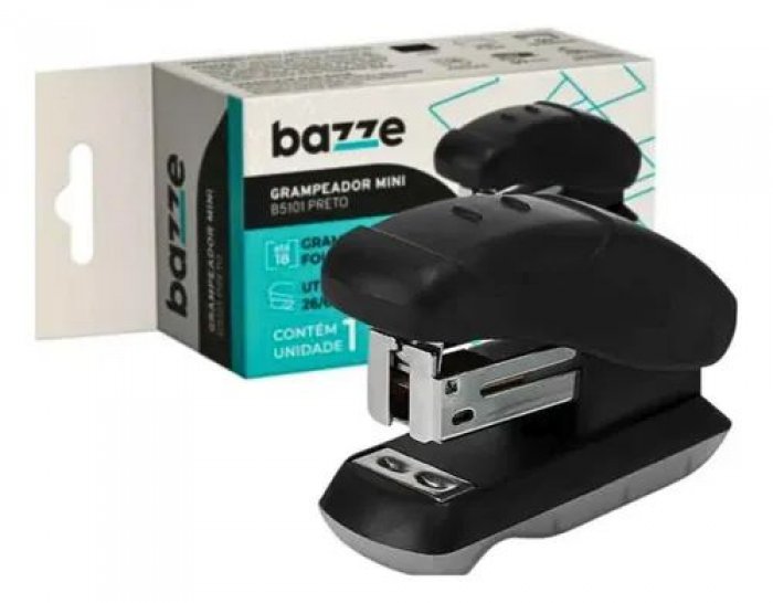 Grampeador Mini B5101 Preto 18FLS C/ Extrator Bazze