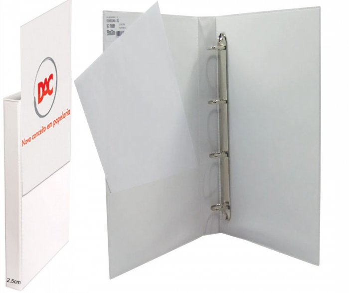 Fichario 4 Argolas 7061BR DAC Branco Lb 2,5CM A4 Personalizavel