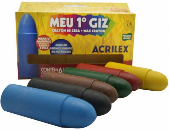 Giz Cera **Grosso Jumbo Meu Primeiro Giz 6CORES 9506 Acrilex