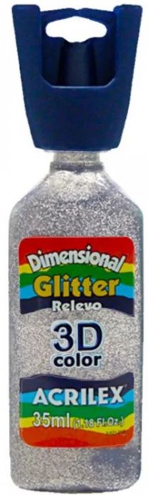 Tinta Dimensional Gliter Prata 202 Acrilex