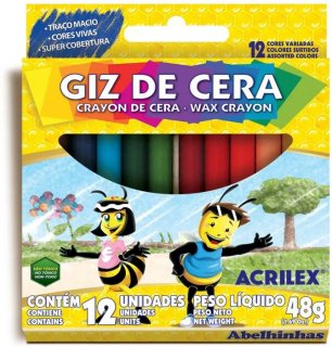 Giz Cera Fino  9012  Acrilex 12 Cores