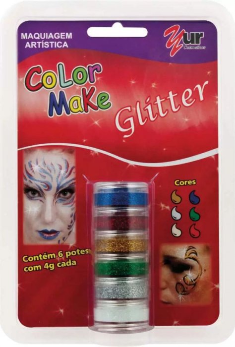 Pintura Facial Cremosa 06 Cores C/Gliter - Colormake