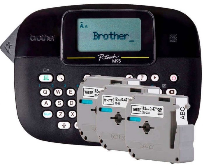 Rotulador Eletronico PTM95BKBP Preto Especial C/3 Fitas Brother M231