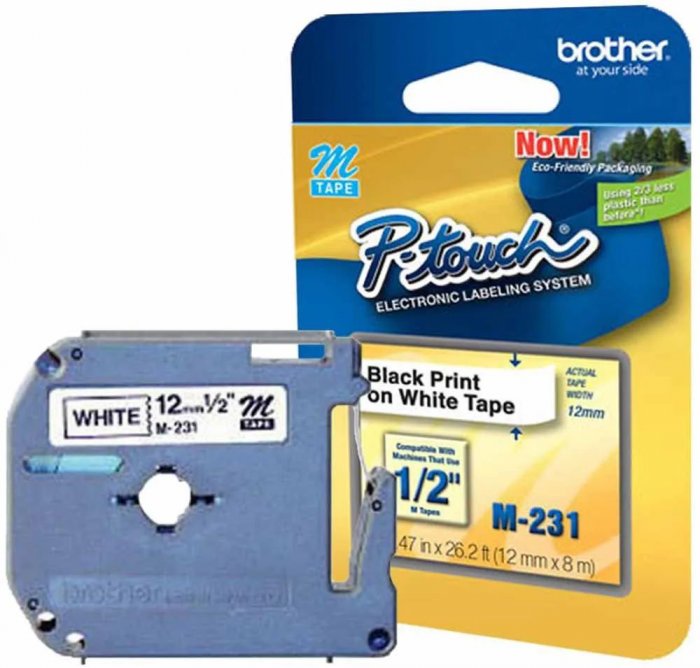Fita Rotulador *Original* Brother M231/MK231 BR/PT 12MMX8M