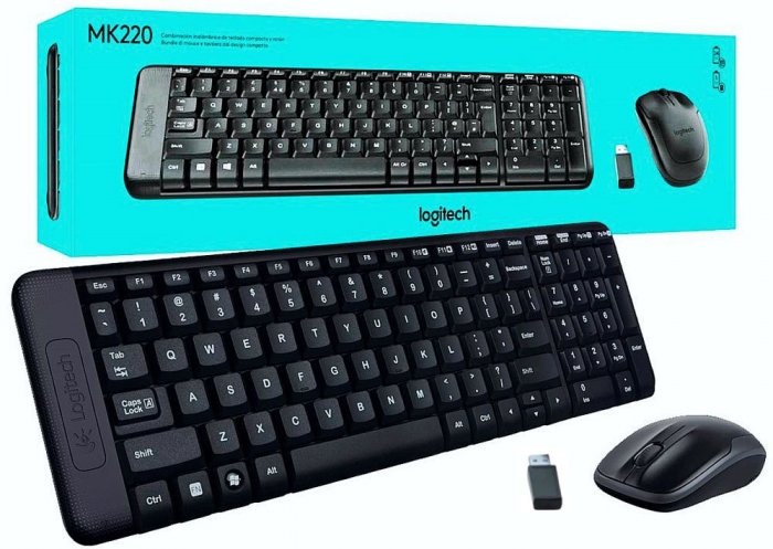 Kit Teclado e Mouse Sem Fio Logitech MK220 - Compacto