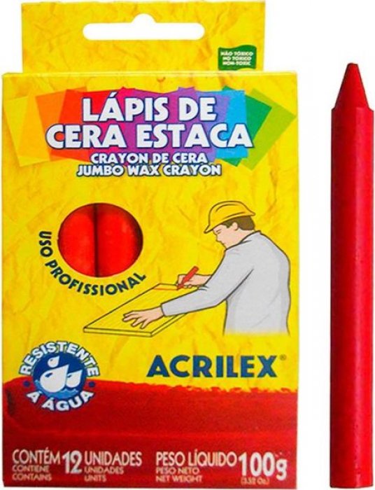 Giz Cera Estaca Vermelho/507 Acrilex - CX/12
