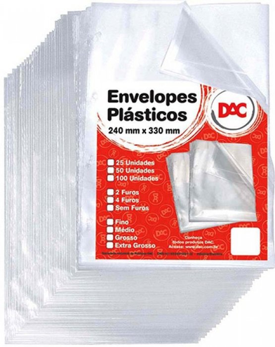 Plastico Medio 010 *4 Furos* C/50 -5078-50 DAC- 24X33 Of
