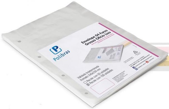 Plastico Grosso 015 4 Furos C/100 185317 Polibras 24X33 Of