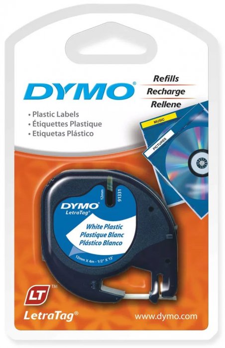 Fita Rotuladora Dymo Letratag Poliester PT/BR 91331 12MMX4MTS