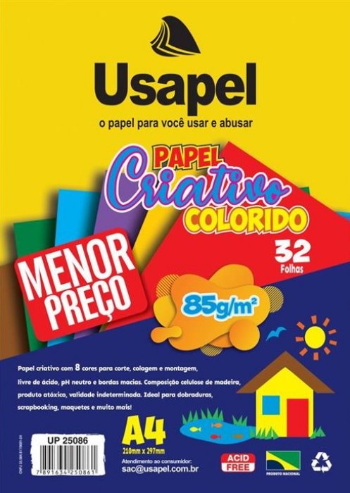 Creative Usapel Color 85Gr A4 32Fls 8Cores Up25086
