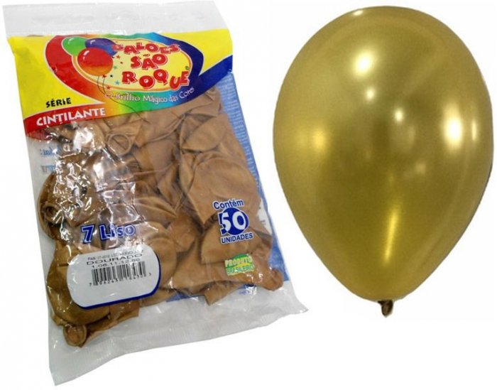 Balao Sao Roque Dourado Cintilante 7 PCT/50