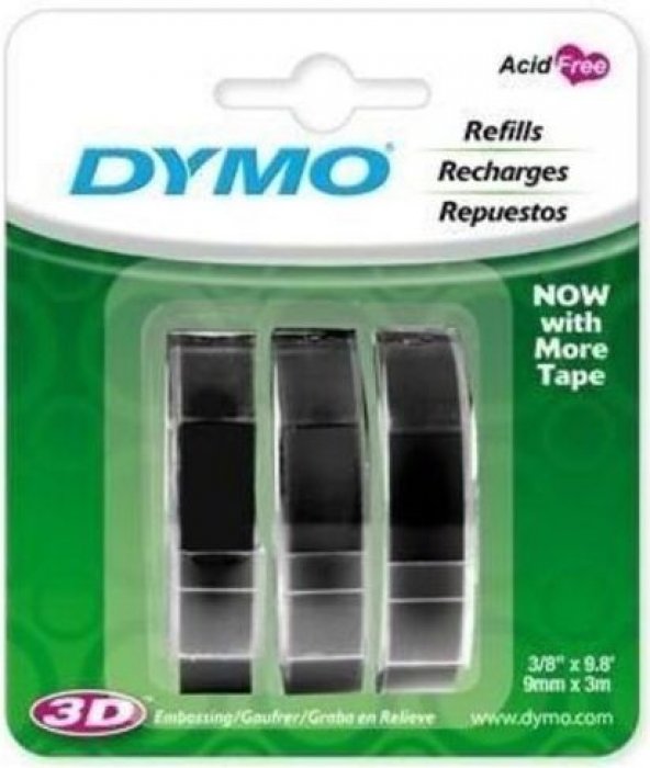 Fita Rotuladora Dymo Manual 1741670 9MMX3M PCT/3 Preto