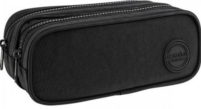 Penal Duplo Academie Preto Ziper Preto Tilibra 313425 Estojo