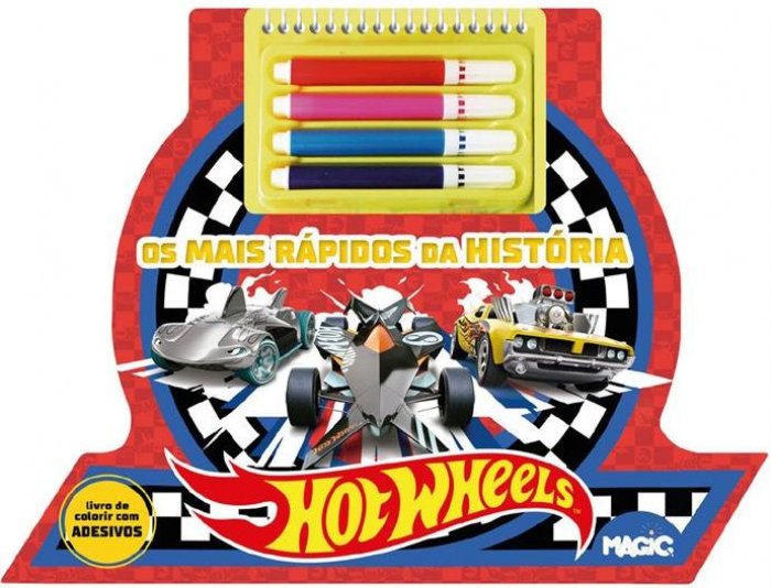 Livro Colorir Hot Wheels com Canetinha e Adesivo - Magic Kids