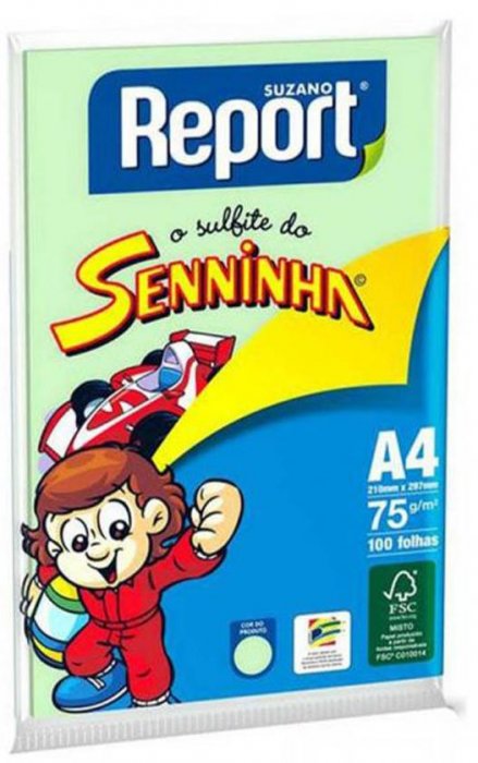 Papel A4 75GR Colorido PCT/100 Verde Seninha/Chameq.