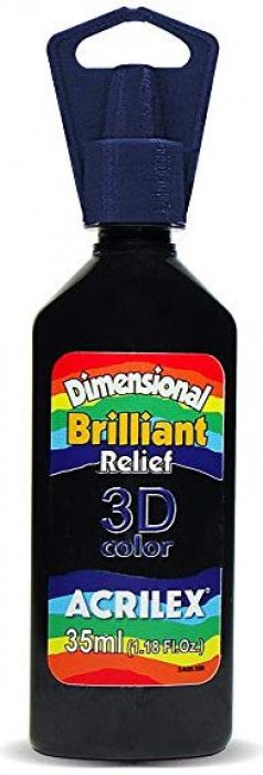 Tinta Dimensional Brilliant Preto 520 Acrilex
