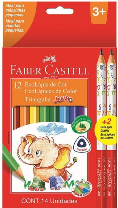 Lapis Cor Faber Jumbo 12 Cores 125012+2 Lapis Jumbo