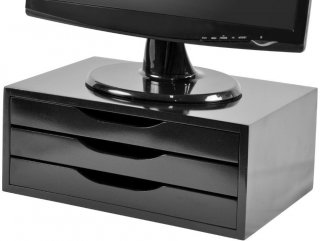 Suporte Monitor 3347 Mdf 3 Gavetas  Preto  Souza
