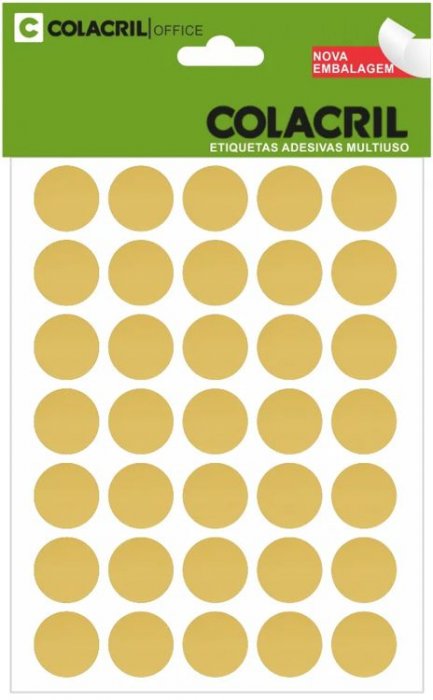 Etiqueta Redonda 19MM Ouro Colacril  6001OU  C/210