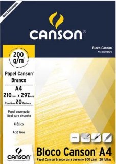 Bloco Desenho Canson A4 200Gr 20Fls 7045 Canson