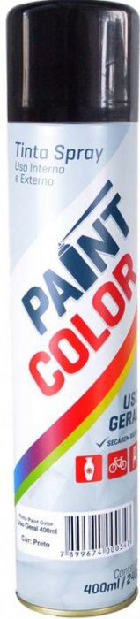 Tinta Spray Paint Color  Preto Brilhante  400ML/190G