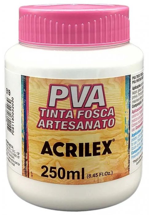 Tinta Fosca Artesanato Pva 250ML Branca Acrilex
