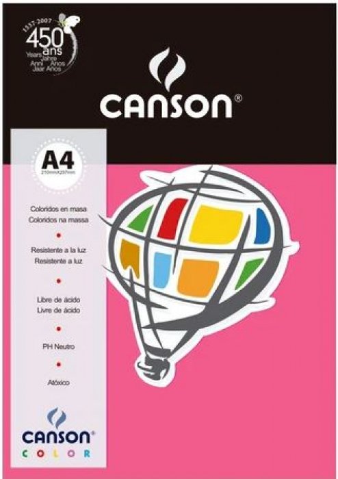 Papel A4 180GR. Canson Rosa Escuro 61144