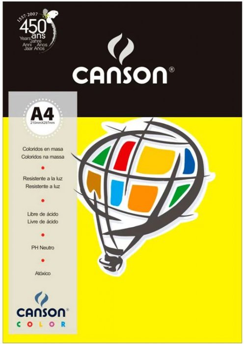 Papel A4 180GR. Canson Amarelo Canario 61503