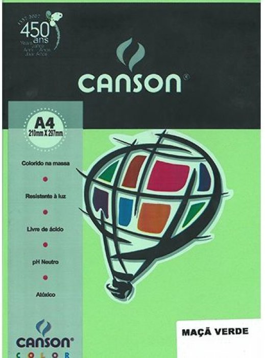 Papel A4 180GR. Canson Verde Maca 61525