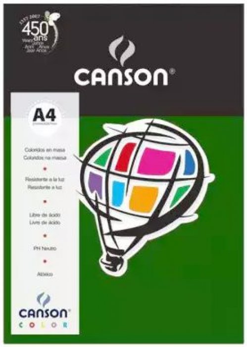 Papel A4 180GR. Canson Verde Escuro 61527