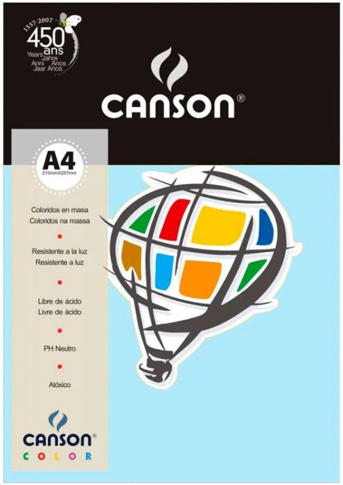 Papel A4 180GR. Canson Azul Claro 61517