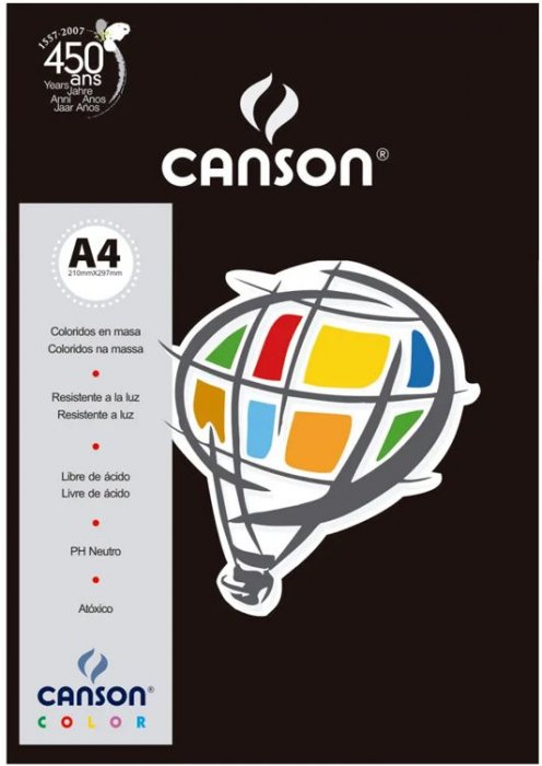 Papel A4 180GR. Canson Preto 61533