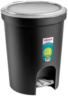 Lixeiro Plastico C/Pedal 13,5L Preto Redondo Sanremo SR275