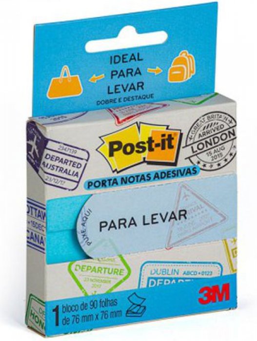 Post-It Porta Notas Adesivas 3M Pop Up Azul Neon 90FLS 76X76
