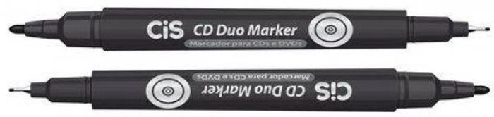 Caneta Retro Projetor  Cis Duo Marker Preta 0.7 e 2.0