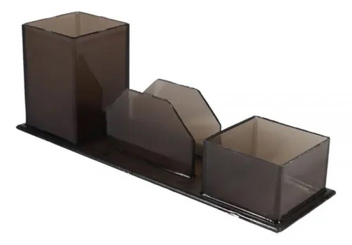 Porta Canetas Triplo  *Novacril Fume - Faca Facil 462