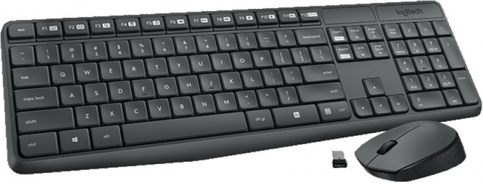 Kit Teclado e Mouse Sem Fio Logitech MK235 Multm. - Tecla Baixa