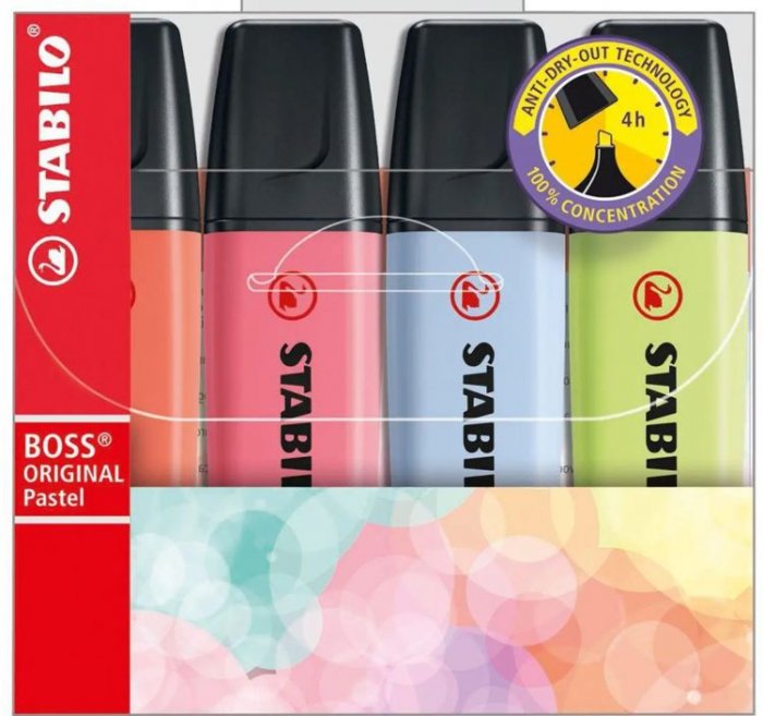 Caneta Lumicolor Stabilo Boss Estojo 70/4-3 4 Cores
