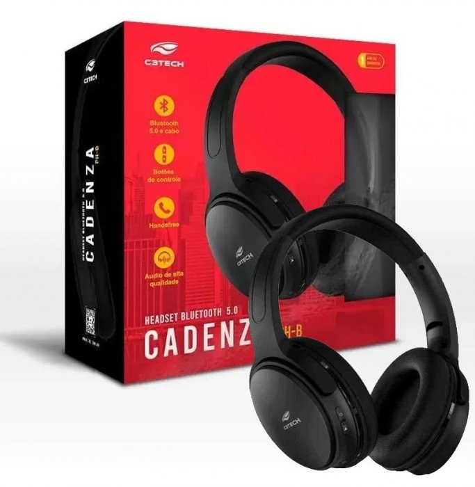 Fone Ph-B-500BK Cadenza Bluetooth Preto C3TECH