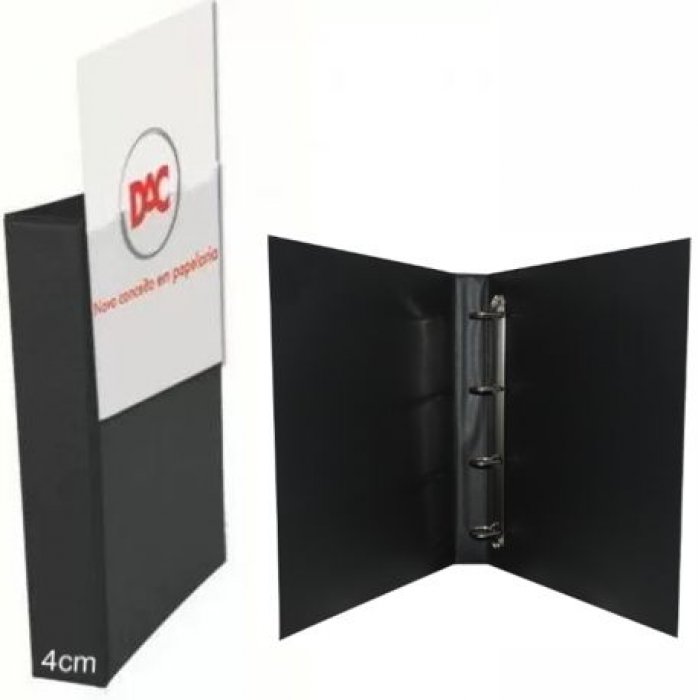 Fichario 4 Argolas 7059PT DAC *Preto* Lb 4CM Of Personalizavel