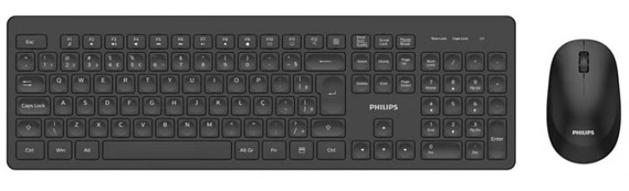 Kit Teclado e Mouse Sem Fio Philips SPT6308B Preto