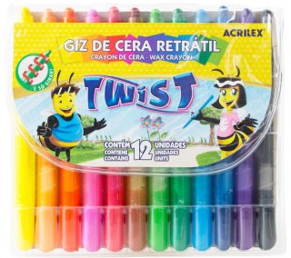 Giz Cera Retratil Twist  09010  Acrilex 12 Cores